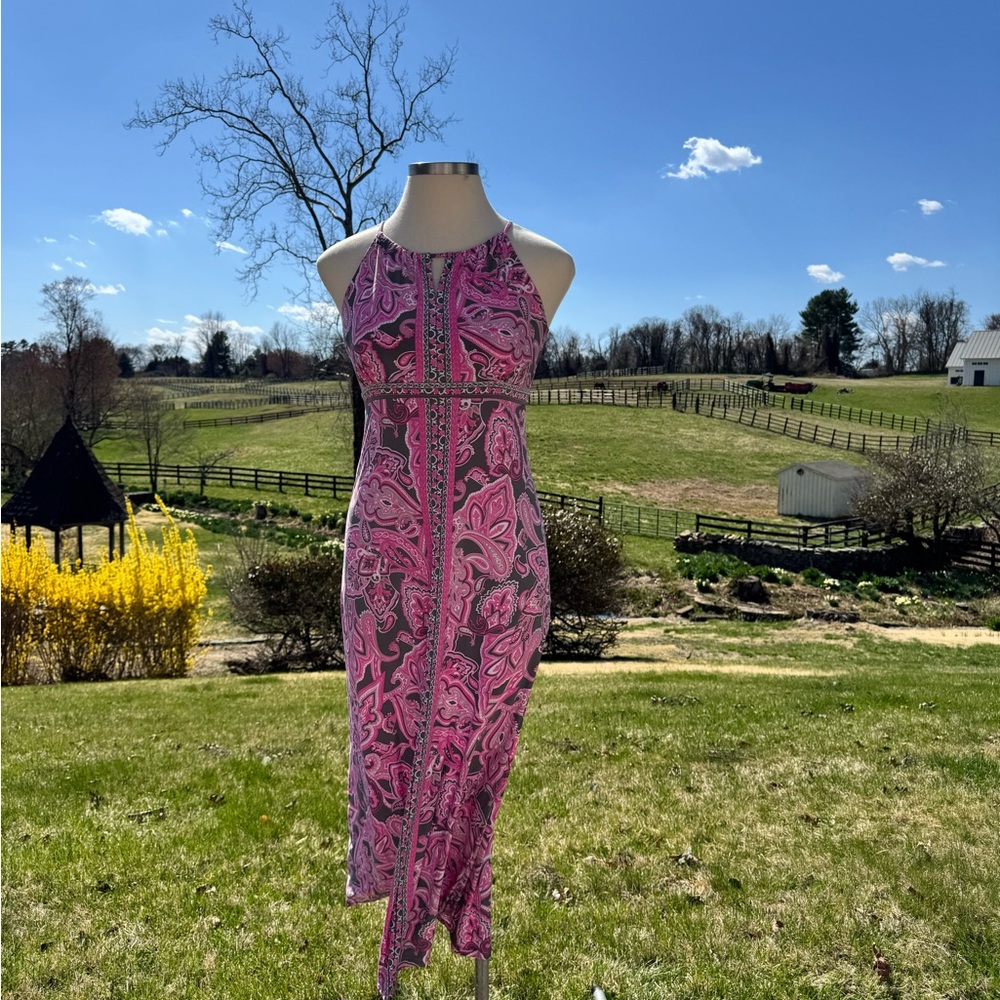Pink Paisley Halter Dress